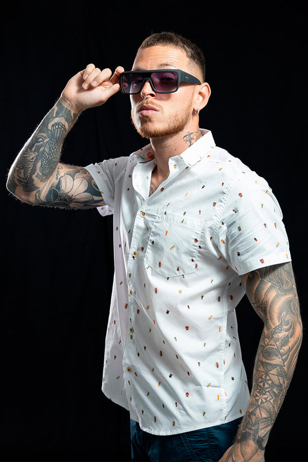 Camisa hombre blanco estampado