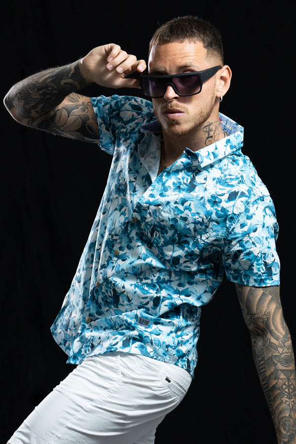 Camisa hombre blanco estampado