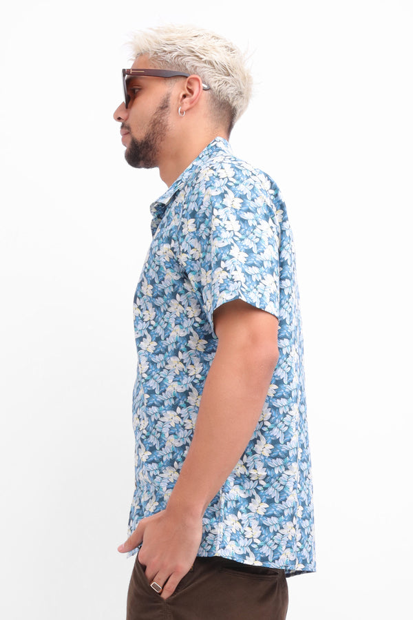 Camisa hombre verde jade estampado